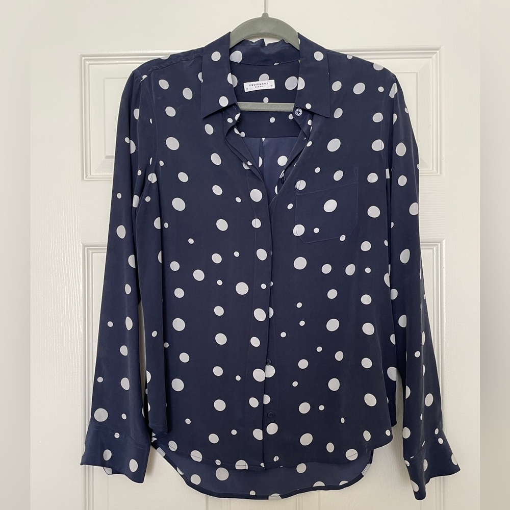 •Equipment Femme• Polka Dot Silk Button Down Blouse